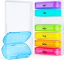 ZIKEE 7 Packs אקסטרה גדול גלולות מארגנת, Portable Pill Box 7 Day for Pocket, Purse, Weekly Pill Case with Dual-Protection design, Pill Container for Medicine, ויטמין, שמן דגים, תוספת של תוספת