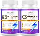 ZELSO (2 Pack K3 מינרל שומן גלולות לנשים וגברים, K3 מינרלים גלולות - K3 Salt מינרלים, ויטמין + K3 קפסולות תוספת לירידה במשקל Keto - 2 חודשים אספקה