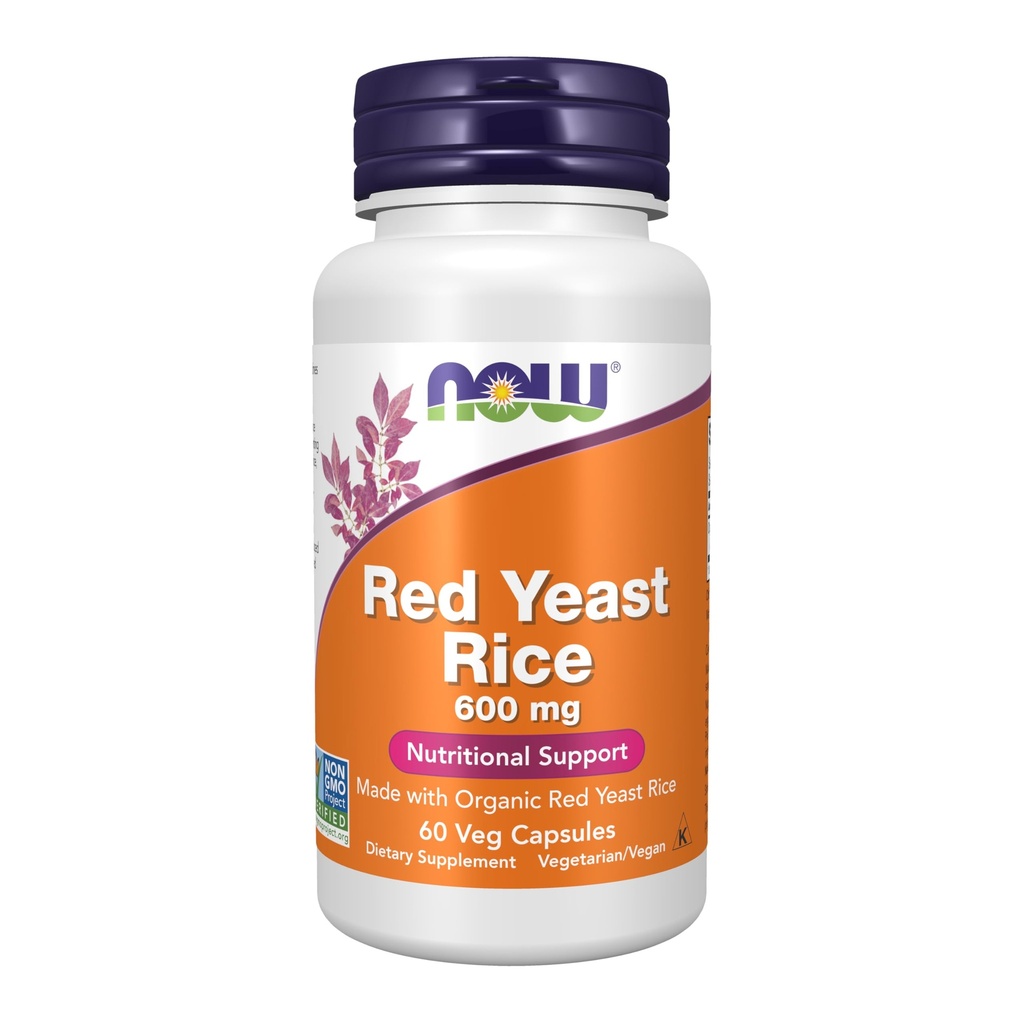 תוספי מזון עכשיו, Red Yeast Rice 600 מ"ג, עשויים עם אורגני רד Yeast רייס, 60 ואג קפסולות