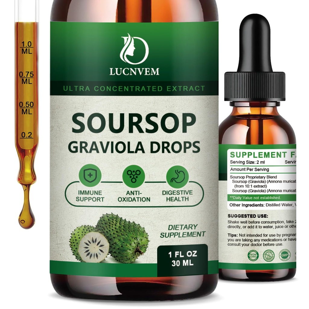 (2 Pack) אורגני Soursop Graviola נוזל טיפות, Soursop לחלץ אורגני טהור עבור טבעי Antioxidant, תמיכה תאים והתחדשות, Immune Boost, Soursop Bitters נוזל עשיר ב Multivitamin - 2 FL OZ OZ ZZ