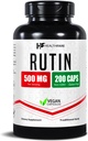 Healthfare Rutin תוספת של 500 מ"ג | 200 קפסולות טבעוניות | Natural Bioflavonoid Formula | תוספת כוח נגד חמצון | Non-GMO, Gluten-Free | Made in USA