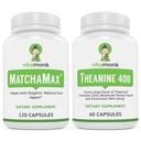 VitaMonk MatchaMax Matcha כמוסות & L-Theanine 400 מ"ג - Boost Energy and Enhance Focus Bundle