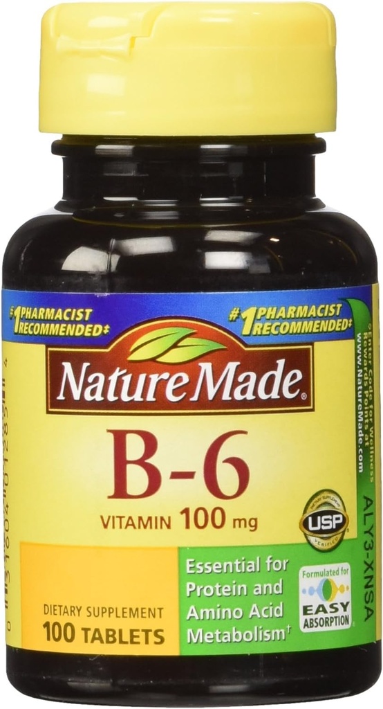 הטבע עשה ויטמין B-6 100 Mg, טבליות, 100-Count (Pack of 2)