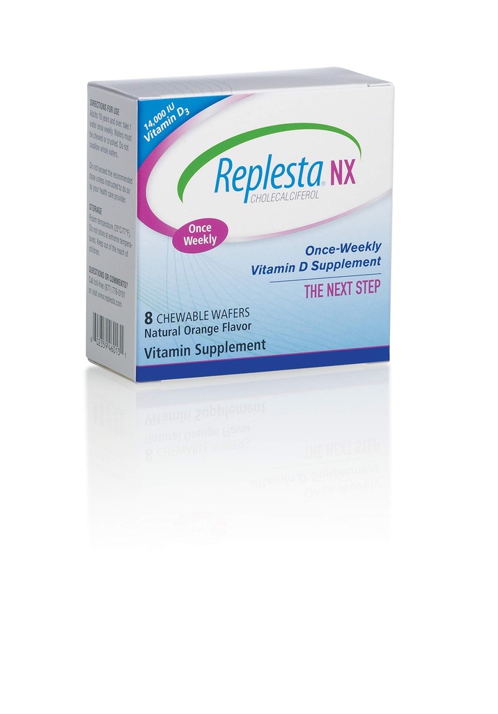 Replesta NX 14,000 IU ויטמין D3 Cholecalciferol, עבור ויטמין D Deficiency, Once-Weekly Chewable Wafer, non-GMO, Natural Orange Flavor, 8 טבליות