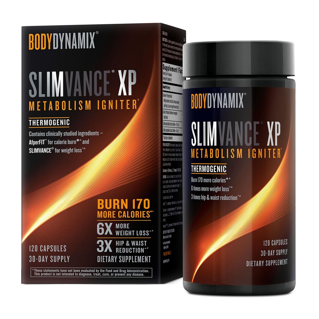 Slimvance XP Metabolism Igniter, תמיכה בדיאטה הבוטנית, Advanced Thermogenic, Burn More Calories, Weight & Fat Loss, Energy, Focus, for Men & Women, Pro Ingredients & Caffeine, 120 Count, 30 SVG