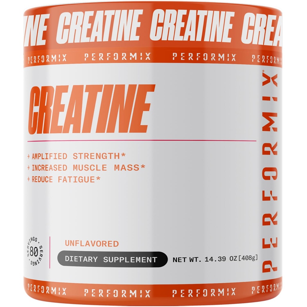 PERFORMIX - Creatine Monohydrate - 5000 מ"ג פרי לשרת (5g) - Pre Workout - הגדלת מסת שריר, שיפור כוח ולהפחית שומן - אבקת Monohydrate קריטין - Unflaved - 80 משרתים - 400g