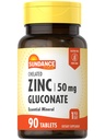 Sundance Zinc תוסף 50mg | 90 טבליות | Chelated Essential מינרלים | Vegetarian, non-GMO ו- Gluten Free