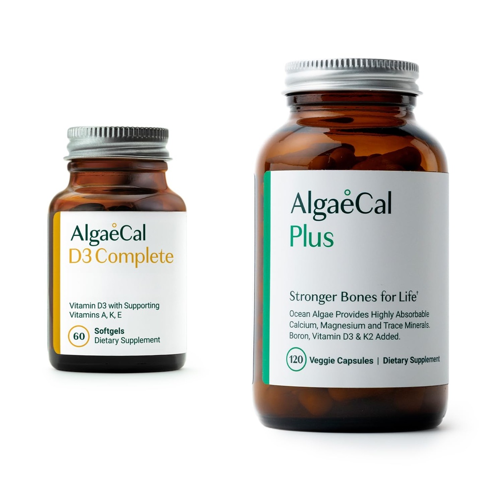 ALGAECAL Bundle - D3 שלם (1000 IU) + K2, ויטמין E, ויטמין A & Plant-based Calcium for Stronger Bones