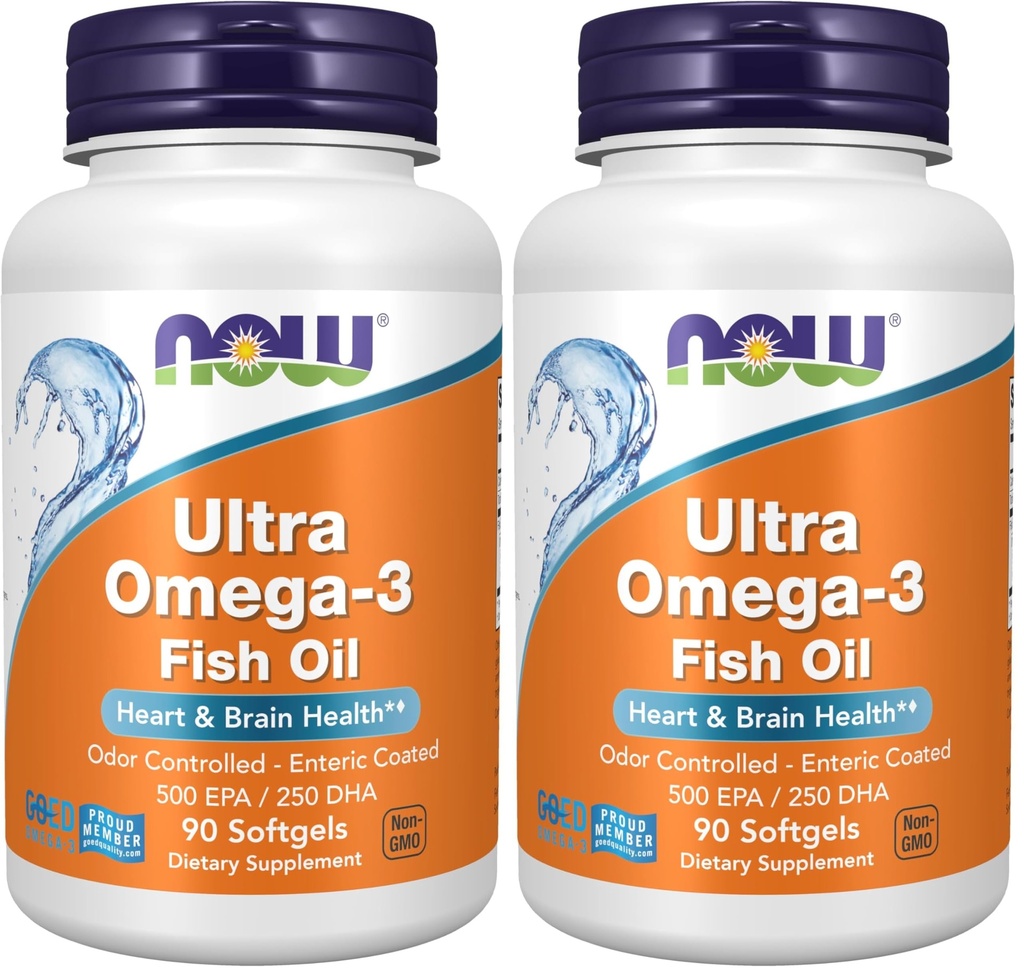 עכשיו תוספי מזון, Ultra אומגה 3 Molecularly Distilled ו Enteric Coated, 90 Softgels (Pack of 2)