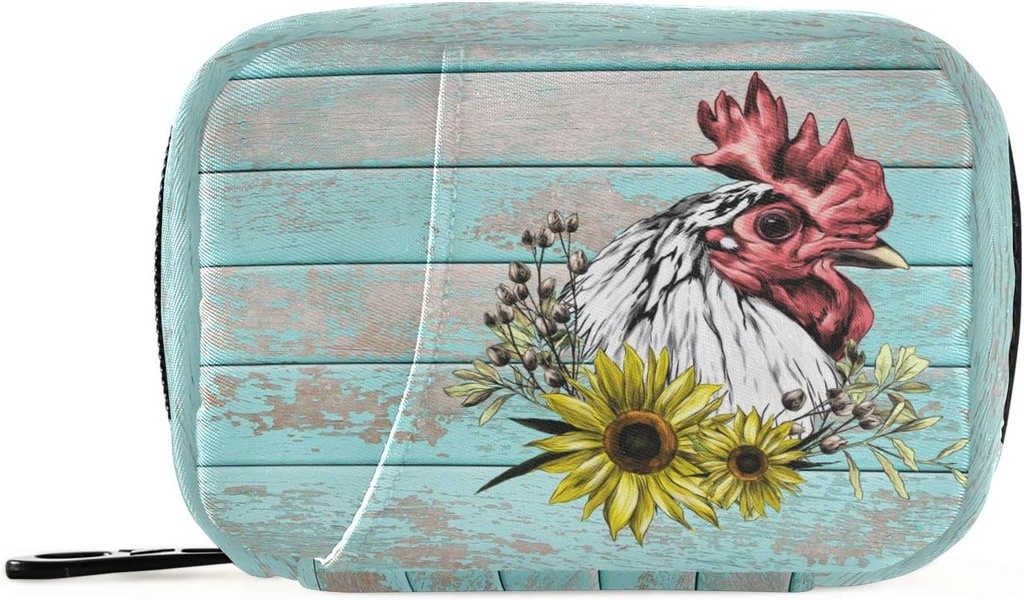קופסת Pill Box Wooden Roster Sunflower Pill Box 7 Day Pill Case Bag Racing Bager Bager Bag עם Zipper Portable Weekly Case Size קומפקטי עבור תוסף ויטמינים