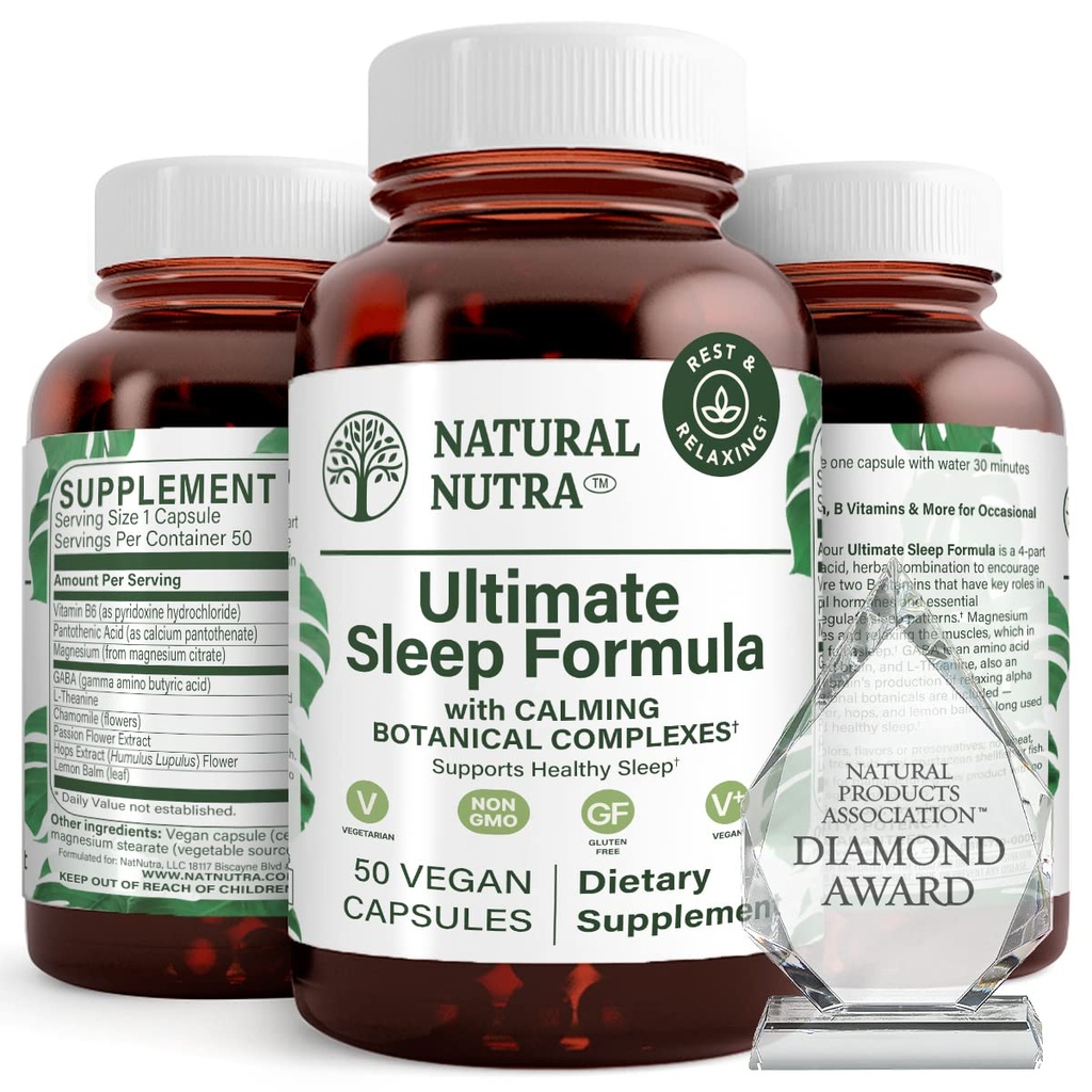 טבעי Nutra Ultimate Sleep Formula, Chamomile כדי לתמוך להרגעה ולצמצם את החרדה בשעות הלילה, לעזור לך להירדם מהר יותר, 50 קפסולות