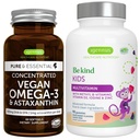 אומגה 3 Algae שמן + Advanced Kids Multivitamin Gummy Bundle, ריכוז גבוה DHA & EPA + ויטמין A, B, C, D3 & E, חומרים נקיים 60 Softgels + 90 ברי פלפור מסטיקנים, על ידי Igennus