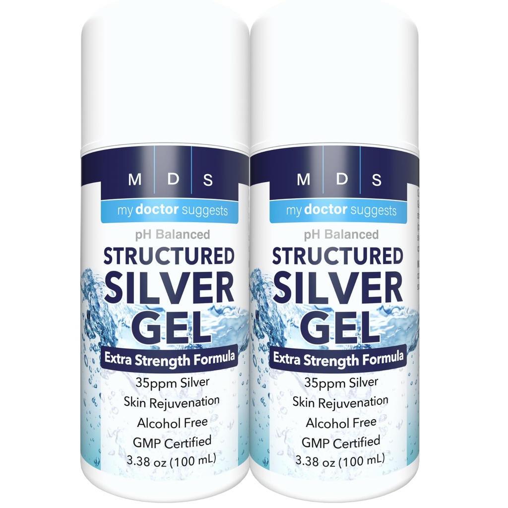 Colloidal Silver Gel תוספת כוח - 35ppm מופעל קולאידאל Silver Gel עבור כוח מקסימלי - Made in USA - Structured Formula in a Convenient 2 Pack