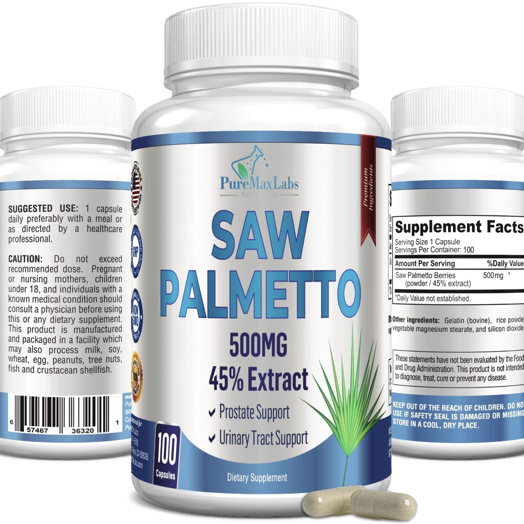 כוח נוסף ראה את Palmetto - 45% לחלץ תוסף Prostate, Decrease Frequent Urination, DHT בלוקר לצמיחה שיער, non-GMO, 100 קפסולות