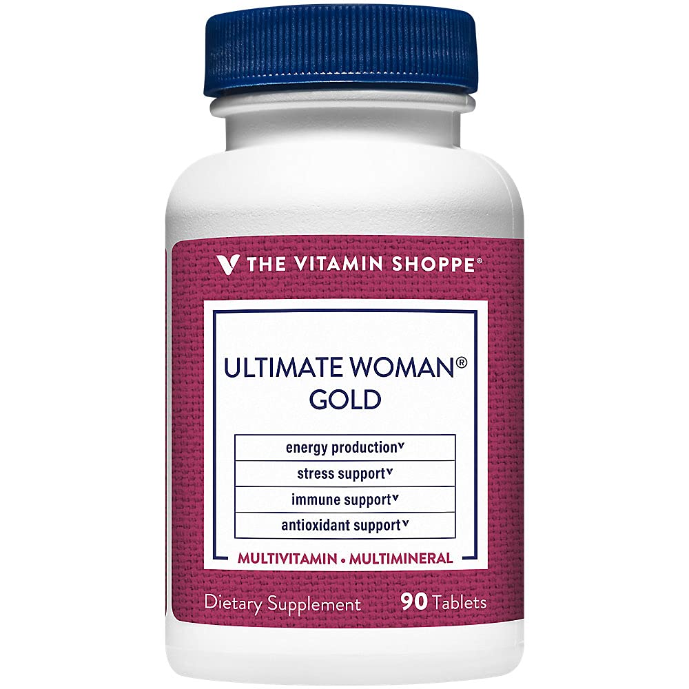 ויטמין Shoppe Ultimate Woman Gold Multivitamin - עם ברזל, ויטמין B & ויטמין D3 ועוד כדי לתמוך בייצור אנרגיה, עצם & Immune בריאות - Gluten Free Multi-Mineral (90 טבליות)
