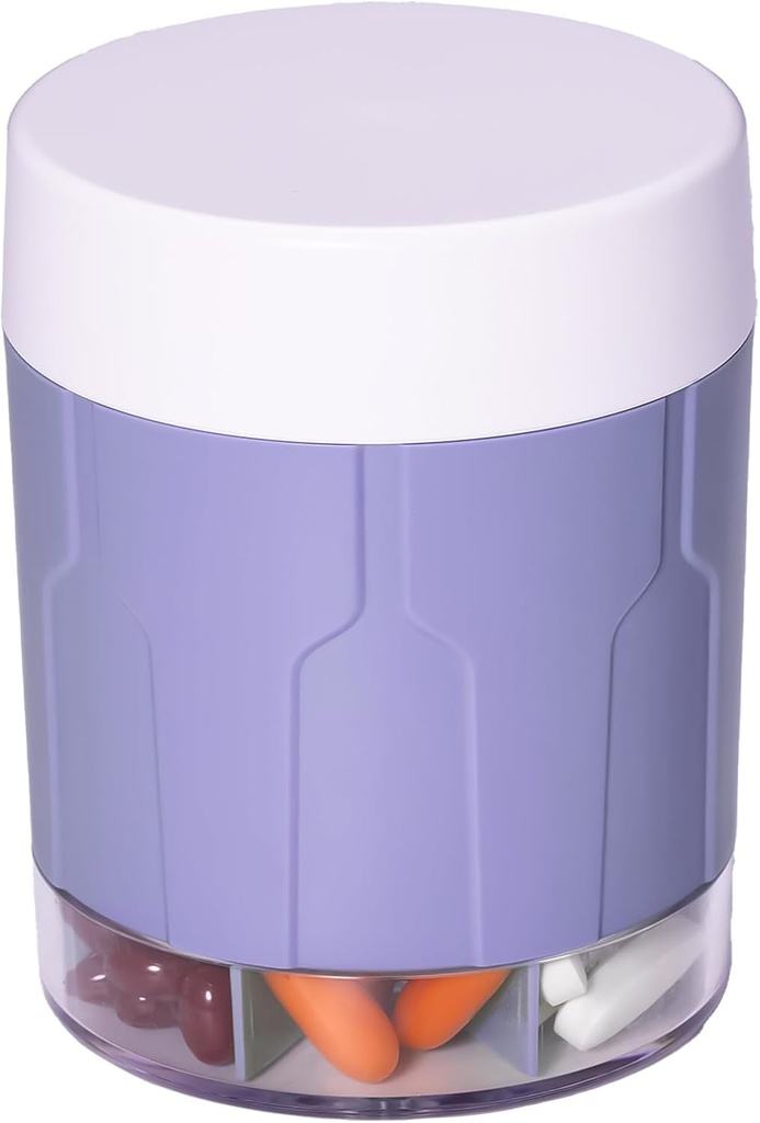 Betife תוספת גדולה תוספת מארגנת, Weekly Pill מארגנת בקבוק, Daily Pill Dispenser עם 7 השוואות גדולות, ארגן כדי להחזיק 7 יום תרופה, 21 תוויות ומברשת ניקוי (Purple)