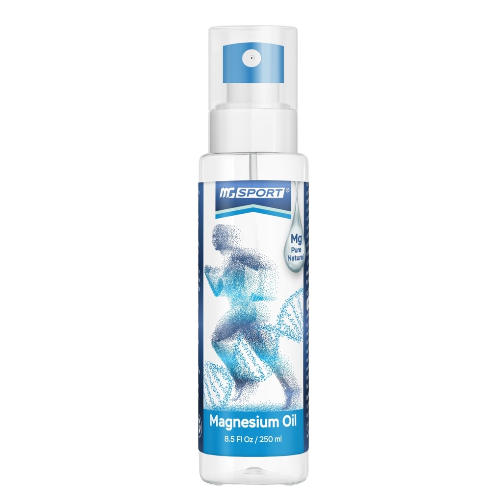 Magnesium Oil Spray - 250 מ"ל Magnesium Chloride High Absorption and Pure from the Dead Sea, No Preservatives - תומך בשינה, שריר התאוששות וקרמפס. 1,400 תרסיסים - 8 מ"ג לרסס.
