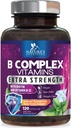 B Complex ויטמינים קפסולות - עם ויטמין B12 B6 B100 C Biotin Folate & Folic Acid - תוספת עבור הלב, המוח, ו- Nerve תמיכה - Super Complete B-Complex for Immune & Energy Support - 120 קפסולות