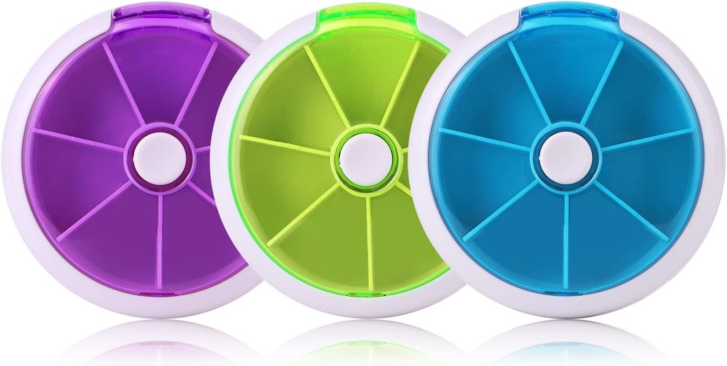 Creative Portable Mini 7 Day Weekly Circular Shape Rotary Sweet Fruit style Storage Case Box (Mixed Color)