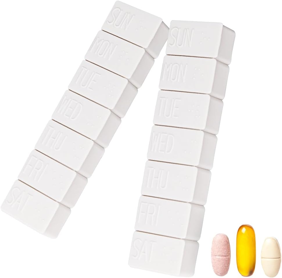 2Pack Weekly Pill Organer, Extra Large 7 Days Pill Cases Travel Daily Pill Box for Fish Oil, Calcium Tablets Supplements ו-Vick Pill
