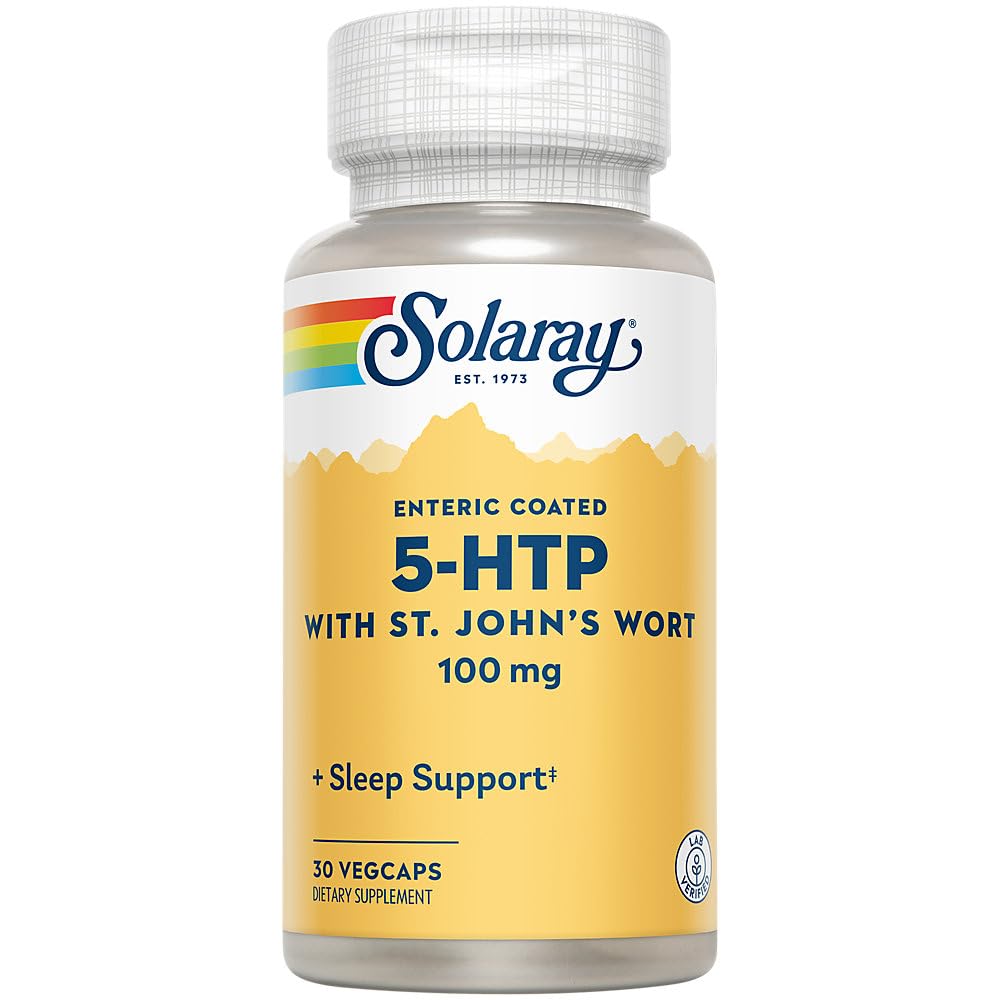SOLAרי 5-HTP Plus St John's Wort - 30 קפסולות מחוברות Enteric - 100 מ"ג - 30 משרתים