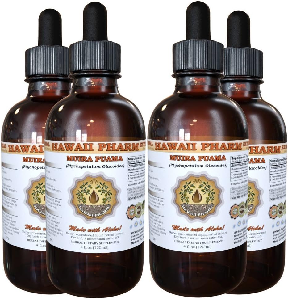 Muira Puama נוזל לחלץ, אורגני Muira Puama (Ptychopetalum Olacoides) Tincture תוסף 4x4 oz