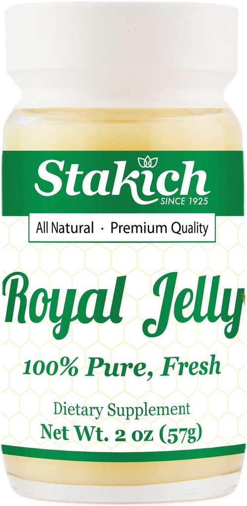 Stakich Fresh Royal Jelly - Pure, All Natural - No Additives / Flavors /Preservatives הוסיף - 2 Ounce (57 גרמים)