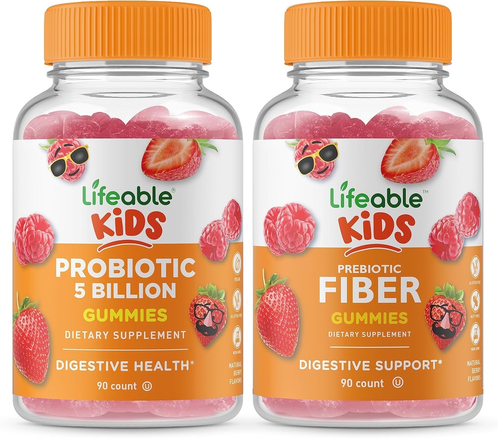 Probiotics 5 מיליארד ילדים + Prebiotic סיבים ילדים, חניכיים בונדלה - גדול Tasting, ויטמין תוסף, Gluten Free, GMO חינם, Chewable Gummymy