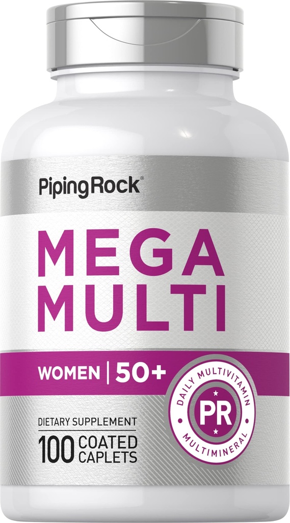 Piping Rock Multivitamin for Women 50 Plus | 100 Coated Caplets | Daily Multi ויטמין & מינרלים לנשים | Non-GMO, Gluten Free Supplement