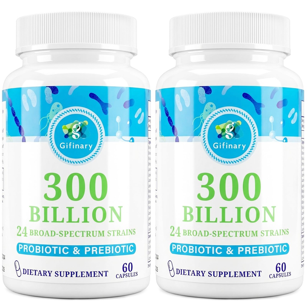 Probiotics for Women & Men - 300 מיליארד CFU, 24 סטרינס פרוביוטיקה + 15 צמחים Herbs Prebiotics for Digestive, Gut Health, Immune, Constipation, Diarrhea & Whole-Body Health - 4 חודשים אספקת מזון
