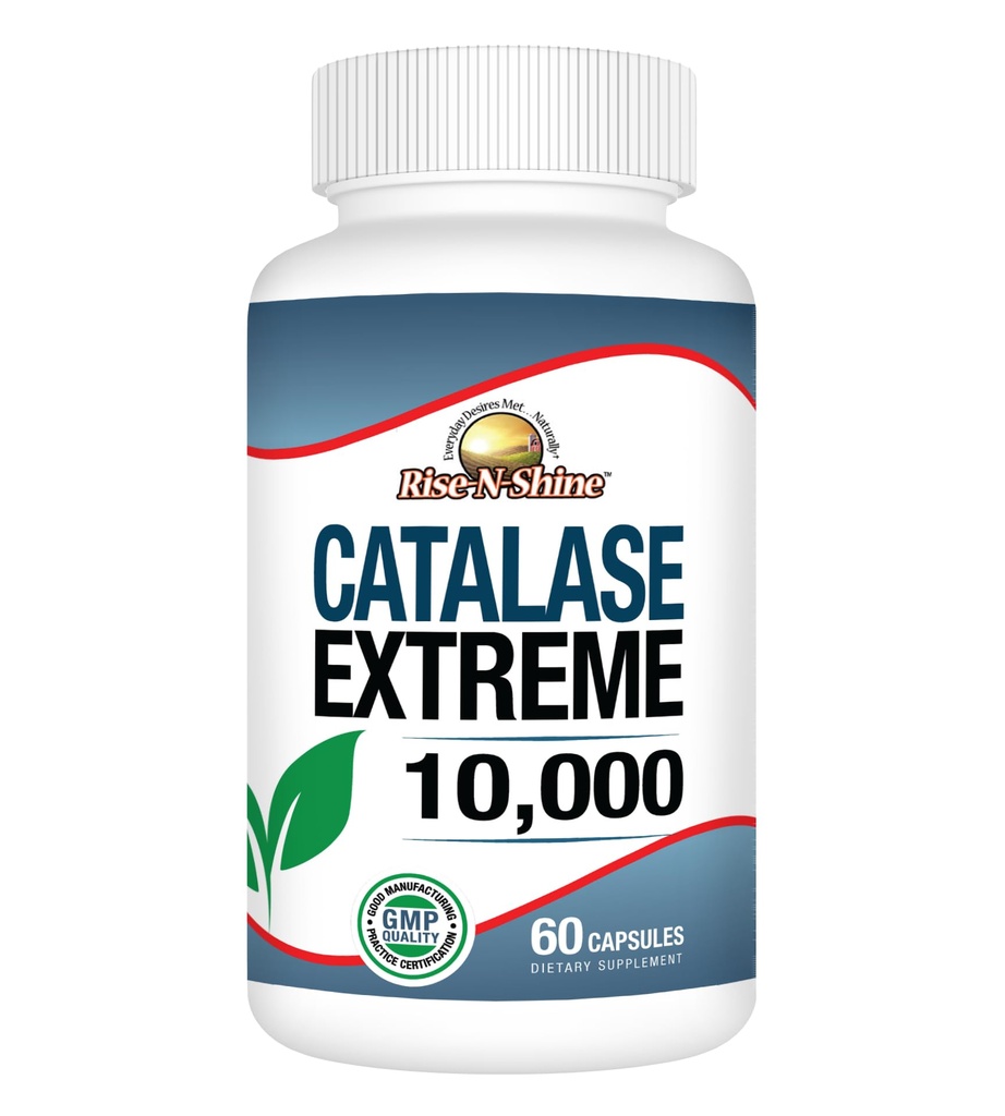 Rise-N-Shine Catalase Extreme תוסף 10,000 עם Saw Palmetto, Biotin, Fo-Ti, PABA - תוספי שיער לשיער חזק - 60 קפסולות