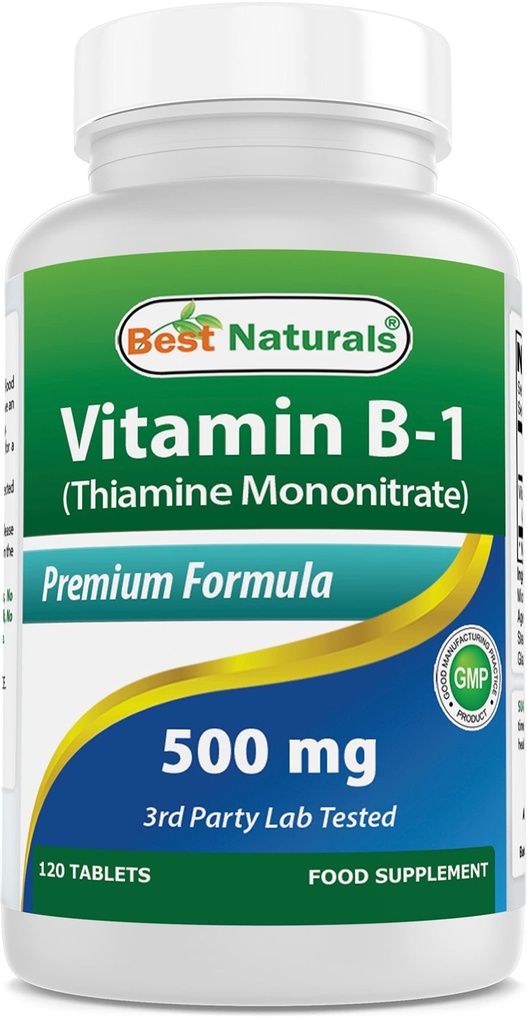 Best Naturals ויטמין B1 כמו Thiamine Mononitrate 500 מ"ג 120 טבליות (120 Count)