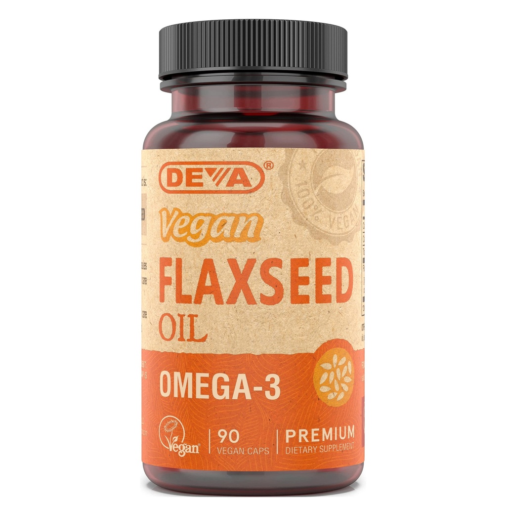 Deva טבעוני אומגה 3 Flaxseed שמן תוספת - 1000 MG Per המשרת - Cold-Pressed & Unrefined - שמן דגים אלטרנטיבי - עם אומגה 3 ALA - 90 קפסולות, 1-Pack