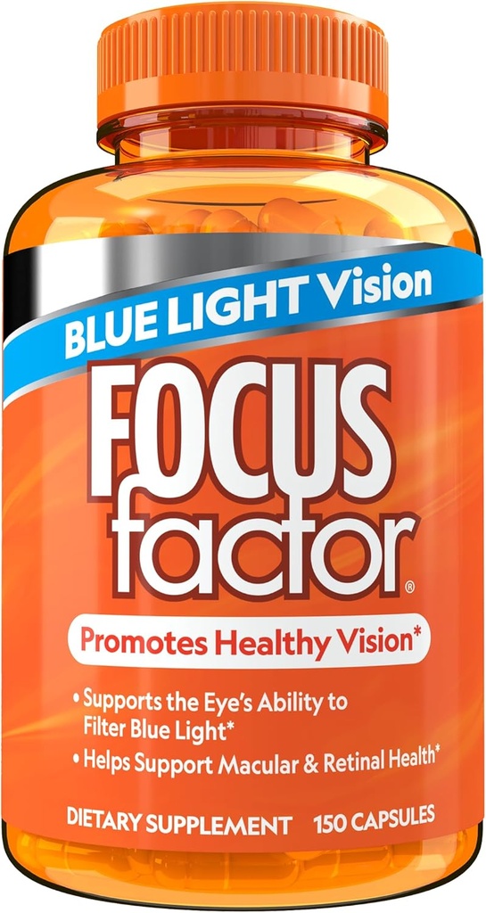 Focus Factor Blue Light Formula (150 Count) - ויטמין עיניים עם תמיכה ב-Blue Light Philiptration Support - Lutein ו-Zaxanthin בתוספת ויטמין C, ויטמין E, Lutemax 2020 - קידום בריאות העין