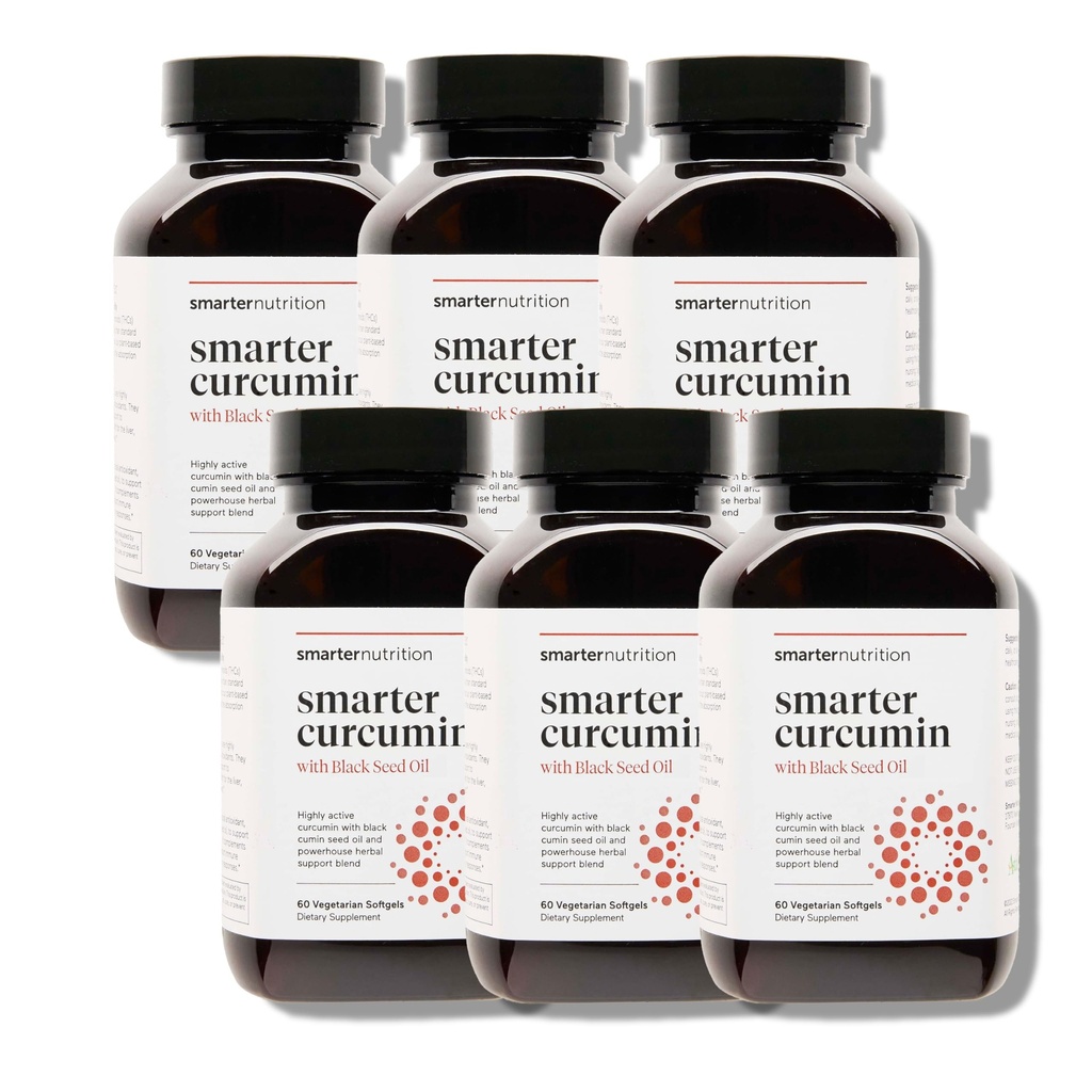 תזונה חכמה יותר Curcumin Softgels - תוספת טבעונית גבוהה 400 מ"ג Curcumin סטנדרטי ל 95% Tetrahydrocurcuminoids + Black Seed שמן & ג'ינג'ר לבריאות משותפת & Immune - 360 Cttt