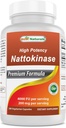 Best Naturals High Potency Nattokinase 4000 FU Per לשרת / 200 מ"ג לשרת, 240 קפסולות Vegetarain. Non-GMO, Gluten Free