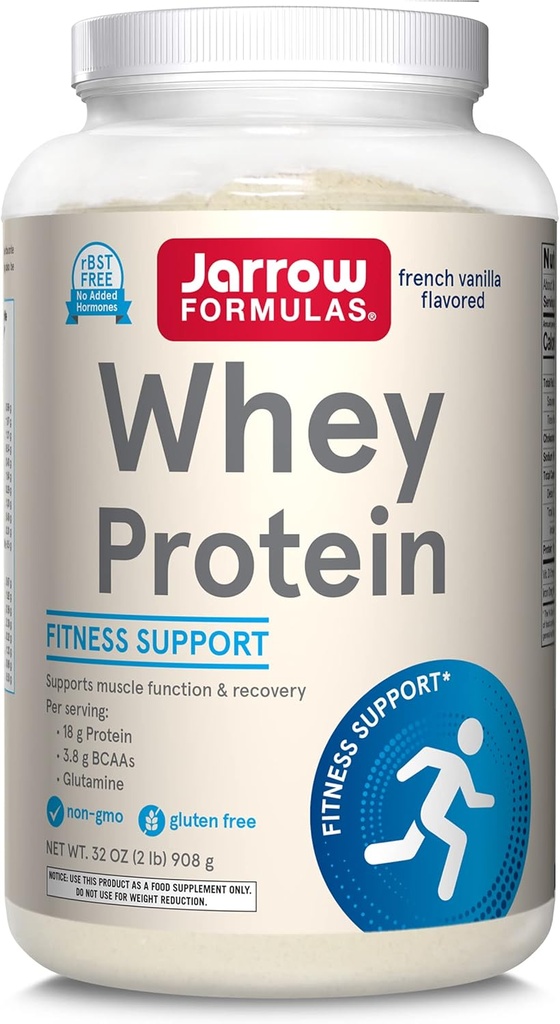 פורמולות Jarrow חלבון Whey עם 18 גרם של חלבון, 3.8 גרם של BCAAs, Glu &tamine, תוספת דיאטנית עבור תפקוד שרירים ושיקום תמיכה, 32 oz vanilla Flavored אבק, בערך 36 יום אספקה אספקה,