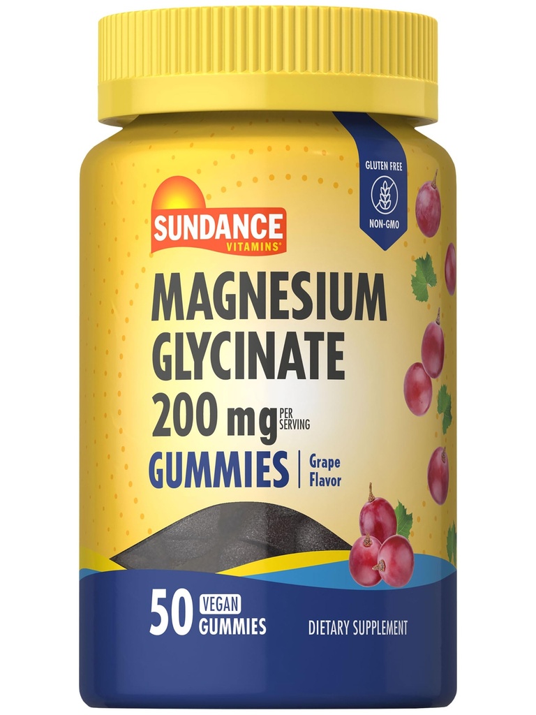 Sundance Magnesium Glycinate Gummies | 200 מ"ג | 50 Count | Grape Flavor