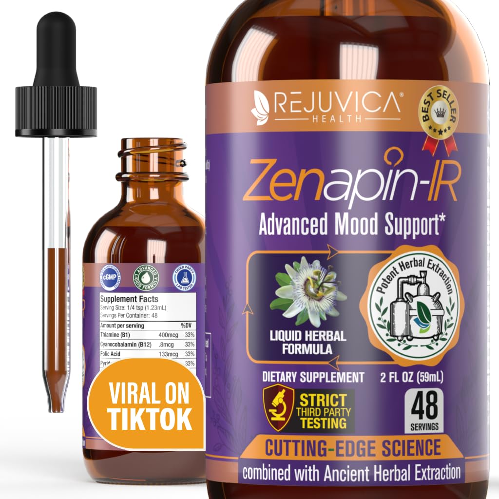 Rejuvica Health Zenapin IR - Advanced Mood Supportנוזל תוספת - Kava Kava, Ashwagandha, Passionflower, Chamomile, B-Vitamins & More