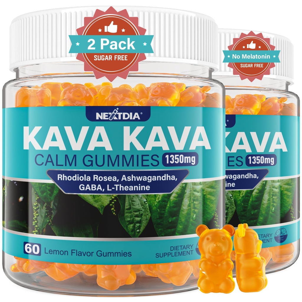 Kava Kava חניכיים, סוכר חינם Calm Gummies w / Rhodiola Rosea, Ashwagandha, L-theanine, GABA, מלטונין חינם Kava לרגיעה, Calm ו Focus - אלטרנטיבי קפסולות אבקת Kava אבקה, טבעוני 120 Ctanine, GABA, מלטונין-Free Kava בלנדרום ו- Focus - Alternative to Kava אבקה