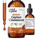 Wild & Organic Ceylon Cinnamon Extracts 500 מ"ג - תוספי Cinnamon נוזלי לתמיכה כוללת - Cinnamomum Verum Bark Tincture - טבעוני, סוכר ואלכוהול חינם, non-GMO - 2 fl oz oz