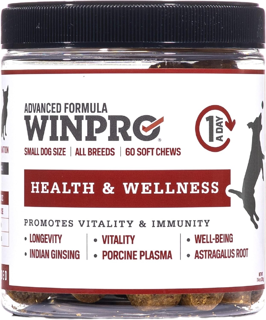 WINPRO Pet Health & Wellness Chews for Small Dogs, 60 צ'יפס רך, Plasma Powered, Grain חינם תוספת עבור כלבים קטנים המספקים Vitality ו- Immunity תמיכה