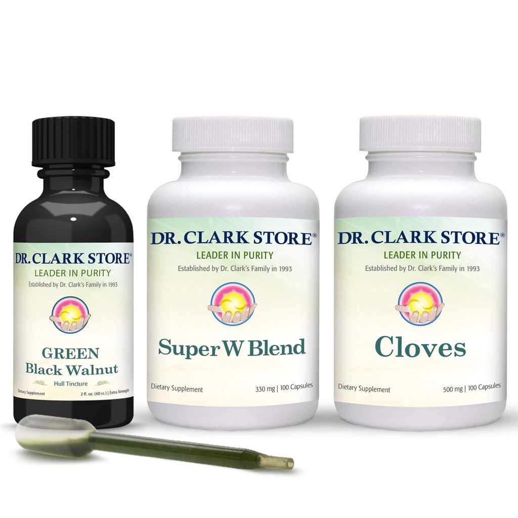 Dr Clark Store Intestine Support & Cleanse Kit - with Original Green Tincture from Black Walnut Hulls, Wormwood, ו- Cloves-Helps לשמור על פונקציונליות אופטימאלית