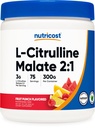 מזונות L-Citrulline Malate 2:1 (300g) פירות Punch - תמיכה בעבודה, ביצועי שרירים, Nitric Oxide Booster - אבקת כושר, 75 משרתים