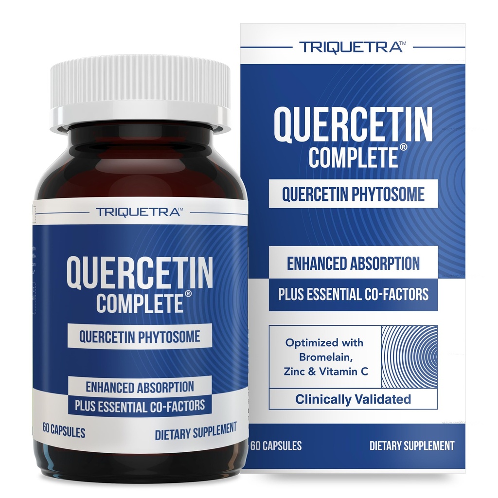 Quercetin Complete® Quercetin Phytosome עם 50X גבוה יותר Absorption, Clinically Pro & Patented Quercefit - הצורה היעילה ביותר של Quercetin - משופרת עם Bromelain, Zinc & C (60 קפסולות)