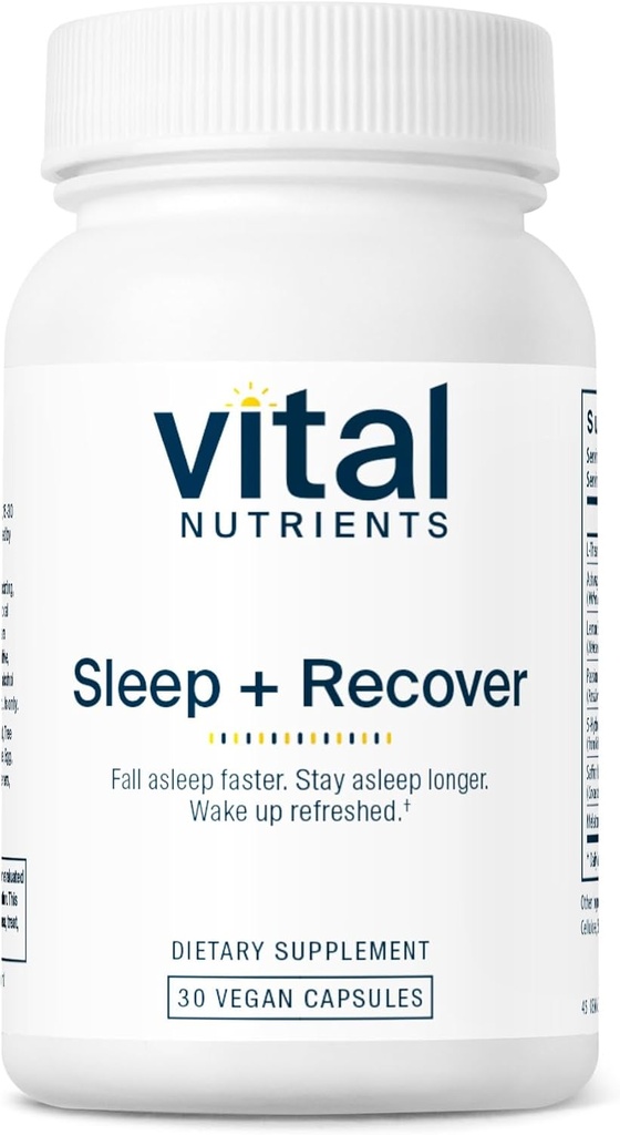 Vital Foodsents Sleep + Recover - תוסף טבעוני - תמיכה בשינה - מלטונין, Ashwagandha & L-theanine - Gluten, Milk & Soy חינם - 30 קפסולות