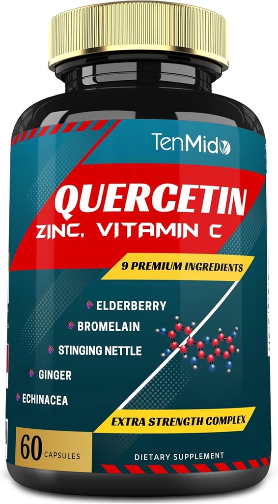 Quercetin לחלץ קפסולות - בלנדרברי, ברוקן, ג'ינג'ר, Sting Nettle, Echinacea, Black Pepper ועוד - 60 קפסולות, 2 חודשים אספקה