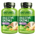 NATURELO Digestive Enzymes - תמיכה בספקטרום מלא עם תערובת רחבה של 15 Enzymes פלוס ג'ינג'ר - 90 קפסולות טבעוניות (Pack of 2)
