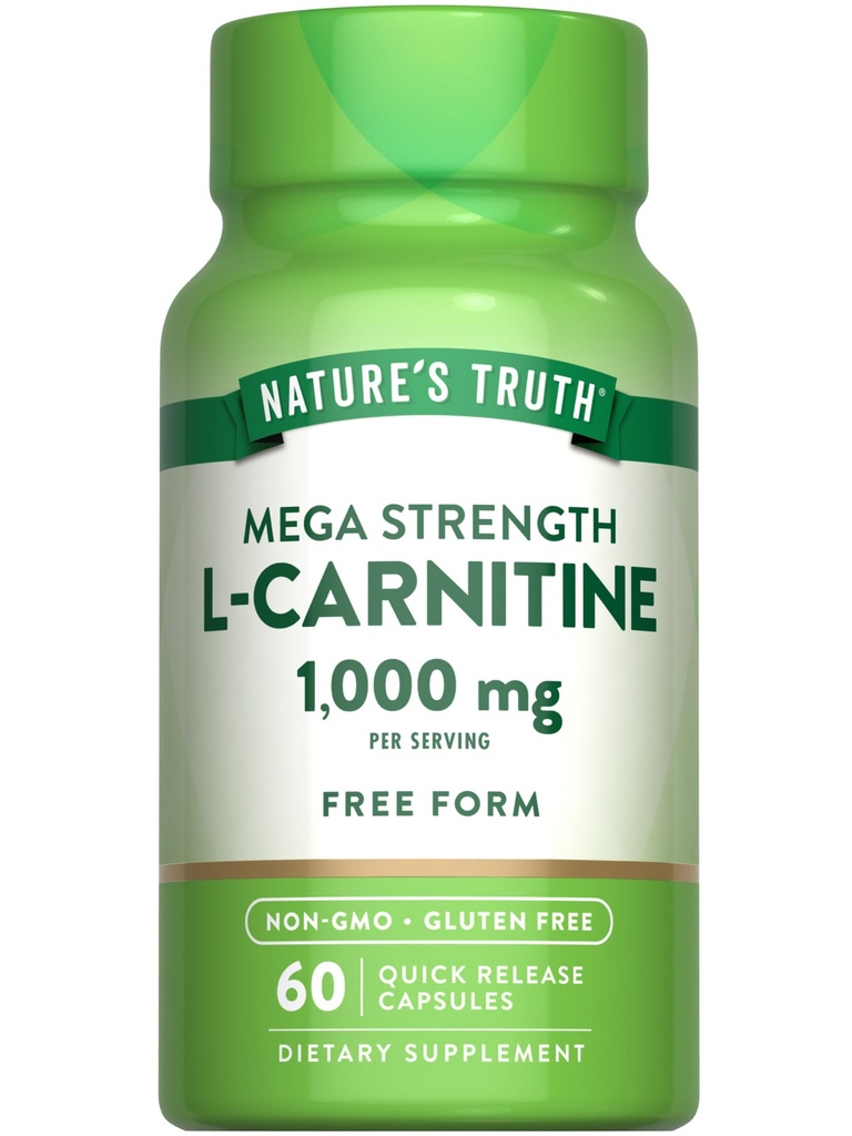 האמת של הטבע L-Carnitine 1000 מ"ג | 60 קפסולות | Mega Strength | Non-GMO & Gluten Free Supplement