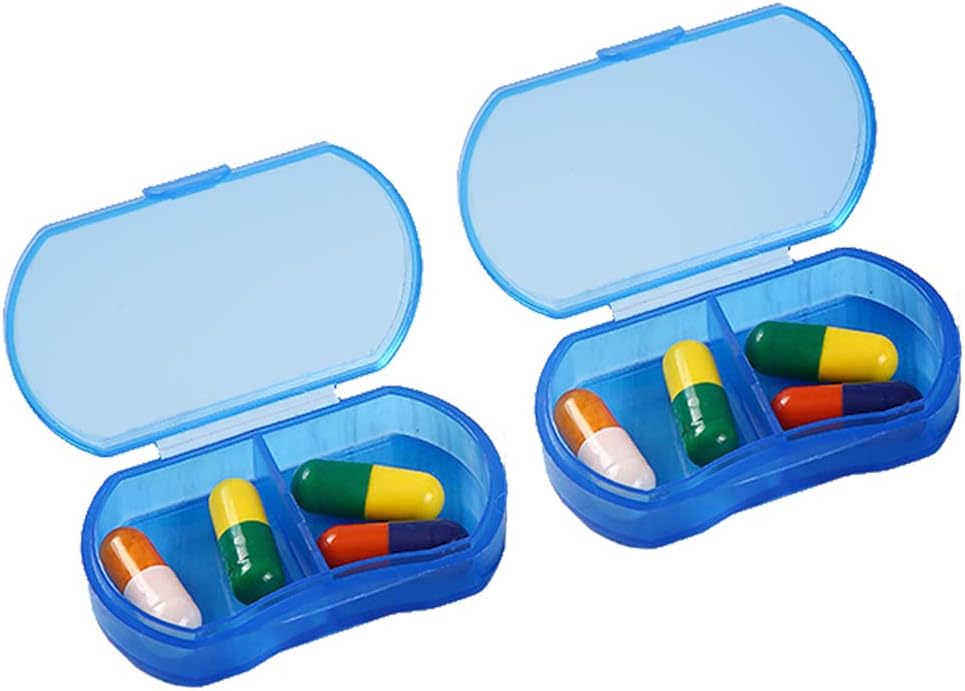 2PCS Pill Case מארגנת גלולות קטנות Pocket Holder, Daily AM & PM Containers, Medicine Holder, אידיאלי עבור תרופות, ויטמין, תוסף מושלם עבור נסיעות, אידיאלי עבור Purse